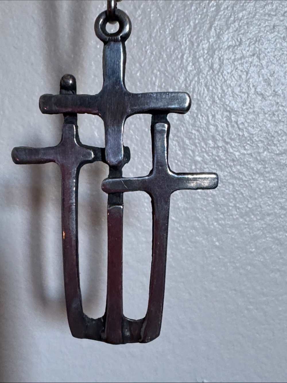 Vintage Eivind Hillestad Norway Pewter Triple Cross Necklace Model 42